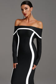 Hilda Off-the-Shoulder Long Sleeve Maxi Dress